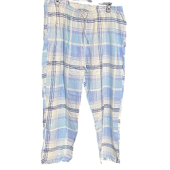 Woman Within Pants - Woman Within 28W Petite New Linen Blend Capri Pants Boho Beach Casual Womens